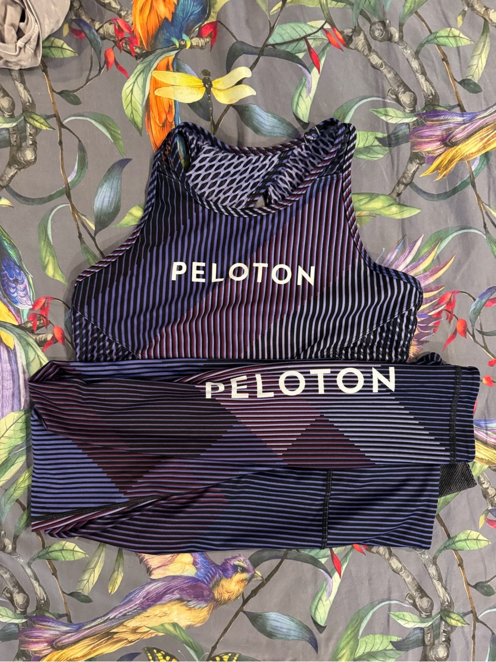 Peloton X WITH Striped Athletic Set in Navy and Purple